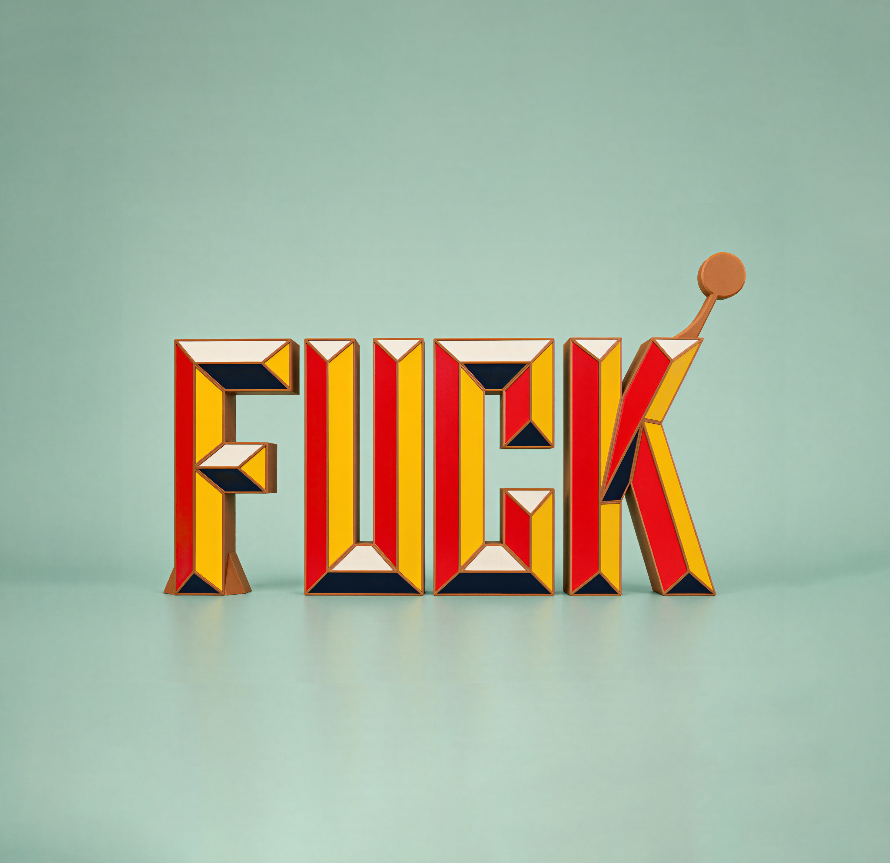 Modular FUCK desk sculpture with an alternate magnetic accessory